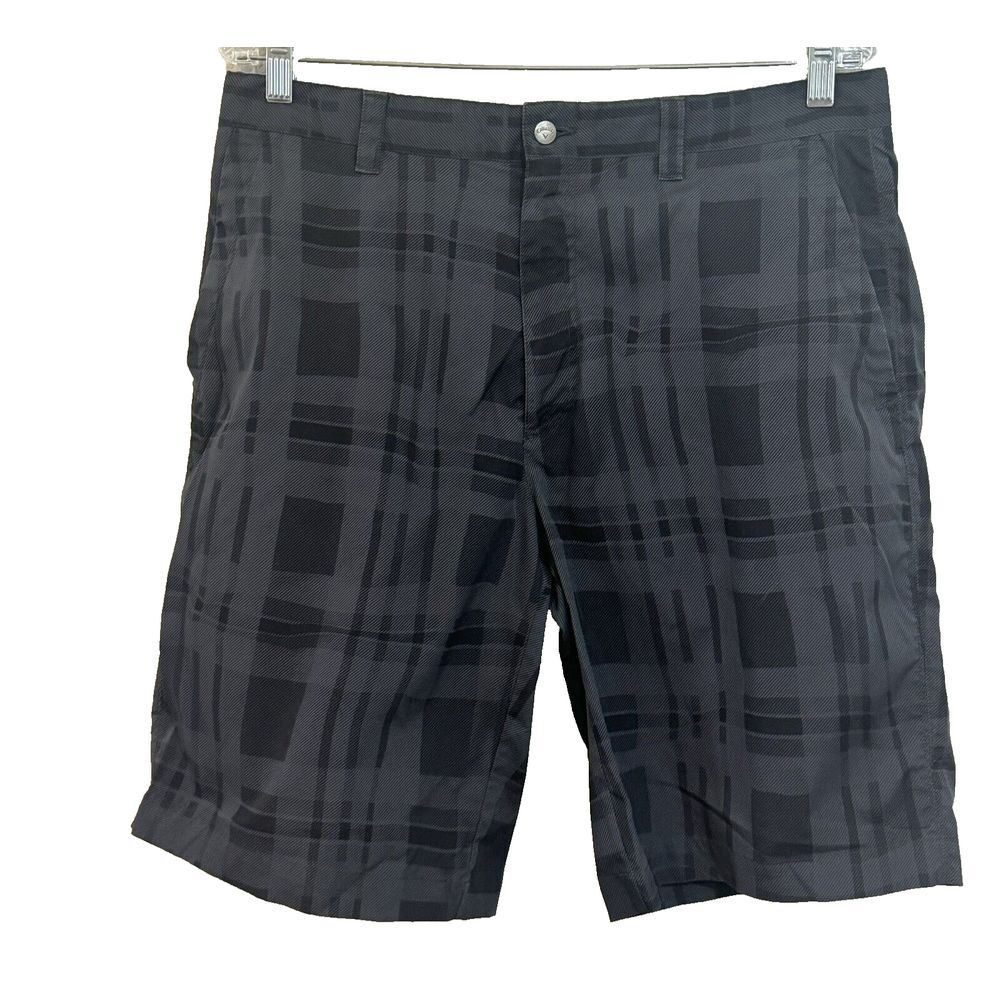 Callaway Men's Golf Shorts‎ Size 32 Gray Plaid Mechanical Stretch Opti-Dri NWT